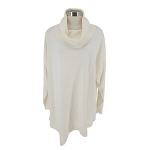 Cato Sweater Ivory Cowl Neck Long Sleeve Asymmetrical Knit Pullover 22W 24W